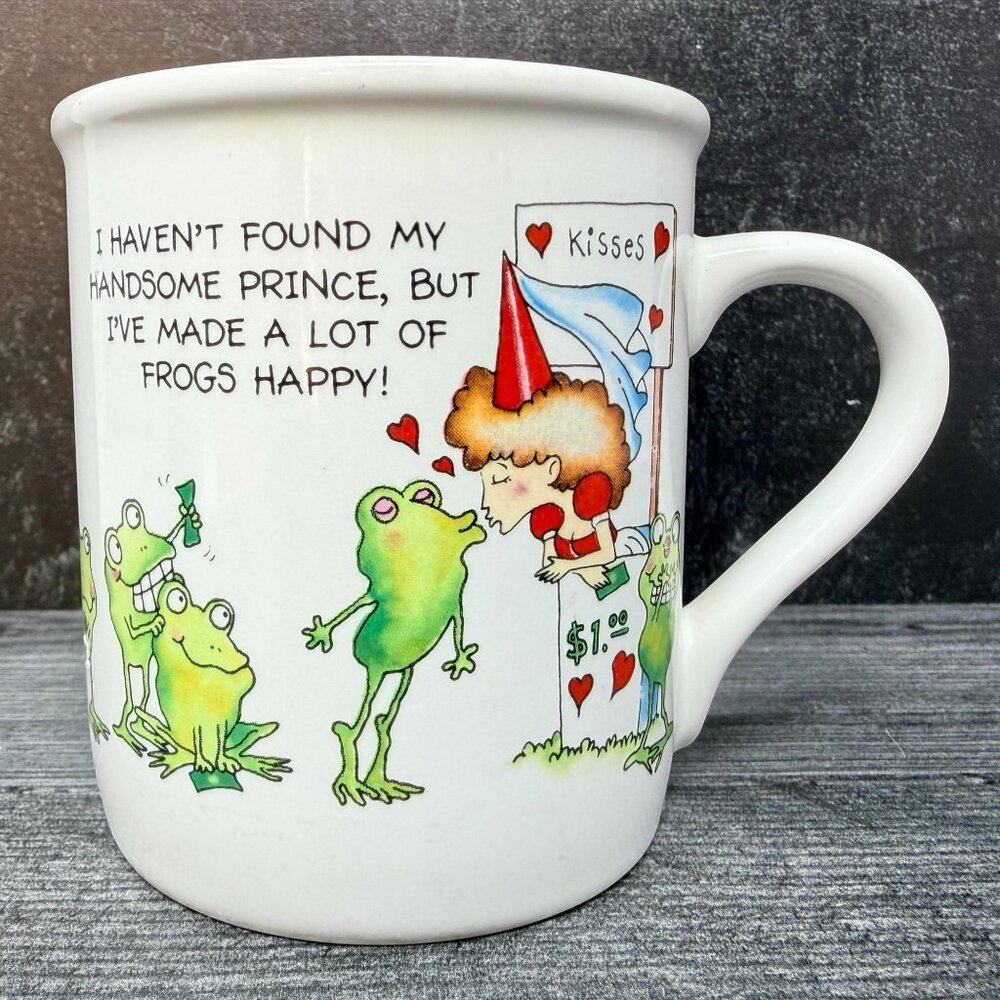 Vintage Hallmark Modern Woman Frog Prince Mug 1986 Funny Comic Coffee‎ Cup